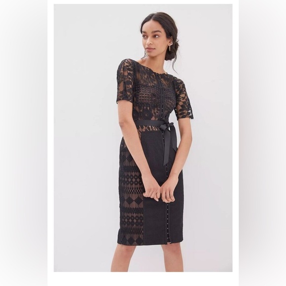 Beguile by Byron Lars sold by Anthropologie black lace  cocktail Dress - Picture 1 of 3